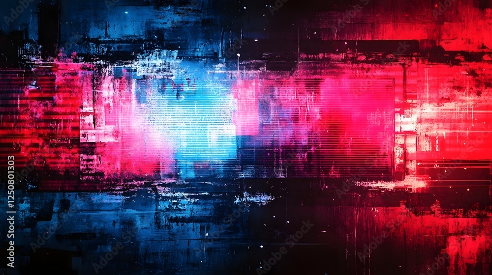 Poster vibrant neon cityscape in a futuristic digital landscape with cosmic energy and glowing illumination