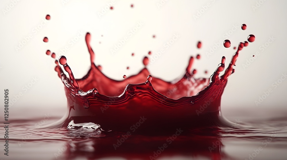 Fototapete vibrant red liquid splash in motion creating dramatic abstract art effect flowing ripples and drips 