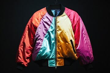 Trendy oversized bomber jacket in vibrant color block style for fashion lovers