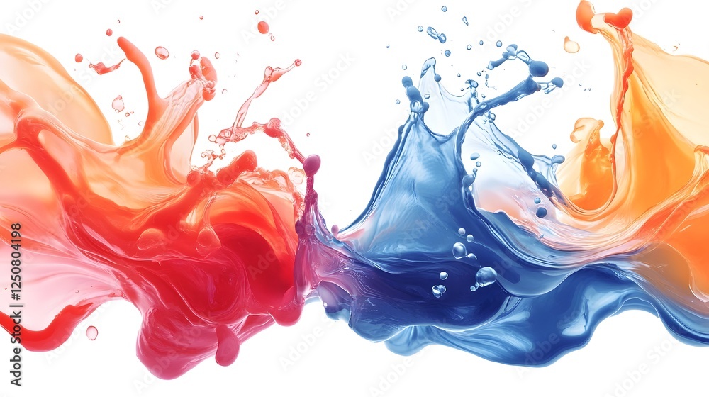 Fototapete vibrant splash of fluid colors in dynamic abstract digital artwork with energetic and harmonious ble