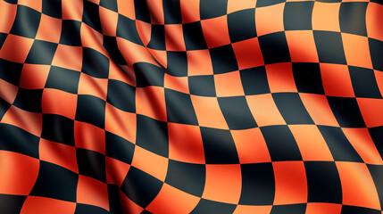 Car races or auto rally flag with 3D wavy pattern. Vector checkered background, racing sport flag with checkers. Bike or motocross races competition or championship design