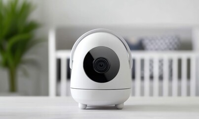 Ultra-Modern Baby Monitor in Cozy Nursery. Generative ai