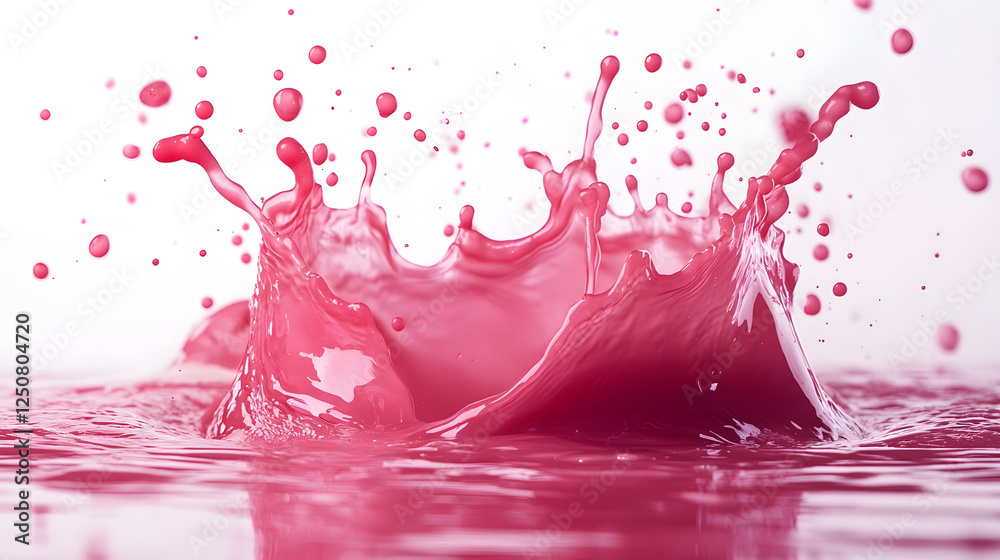 Aufkleber Vibrant Splash of Red and Pink Water Droplets Creating Dynamic Abstract Art   Dramatic colorful