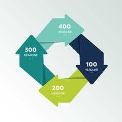 Arrow square connected infographic. 4 step design. Vector illustration.