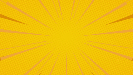 Yellow comic background with bold lines in pop art style, nice halftone gradation. Vector illustration. Suitable for comics, prints, posters, etc.