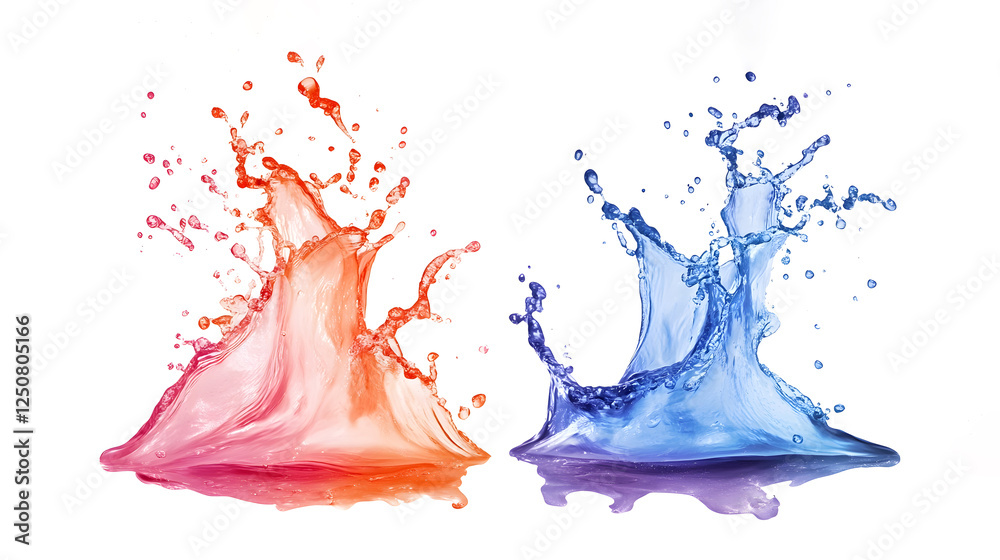 Aufkleber Vibrant Water Splash and Fluid Motion Abstract Art Design  Colorful water droplets and liquid elements in dynamic energetic and creative abstract composition