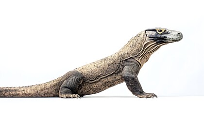 Obraz premium Komodo Dragon Profile View Against White Background