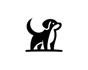 Dog Logo design template. Vector illustration. Simple silhouette. Black dog logo