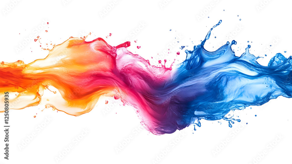 Aufkleber Vivid and dynamic explosion of colorful liquid paint in fluid motion creating a visually striking and abstract background or texture  The image showcases a vibrant mix of hues with splashes swirls