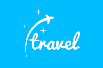 travel world and plane with stars logo