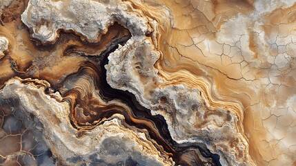 Obraz premium Abstract stone texture, layered earthy tones, intricate patterns, suitable for backgrounds or artistic designs, natural elegance.