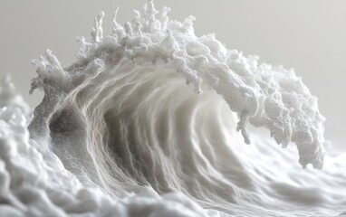 Minimalistic 3d render of an intricate white abstract wave from point cloud data in neutral tones