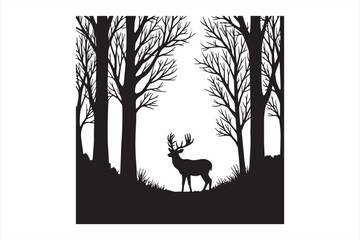 Fototapeta premium Deer in the Forest - Wildlife SVG and Vector Graphic