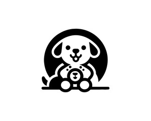 black and white cartoon dog