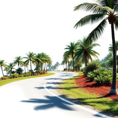 Fototapeta premium Coastal Escape: Curvaceous Road Amidst Tropical Paradise