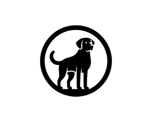Dog Logo design template. Vector illustration. Simple silhouette. Black dog logo