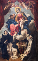 PERUGIA, ITALY - MAY 15, 2024: The painting of Madonna with the St. Dominic and Catherine of Siena in Basilica di San Domenico by Giovanni Lanfranco (1582 - 1647). © Renáta Sedmáková