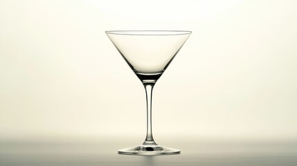 Empty martini glass on white background.