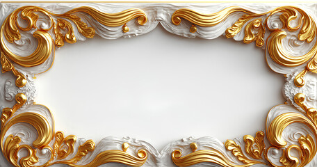 Ornate Gold and White Architectural Frame Design 