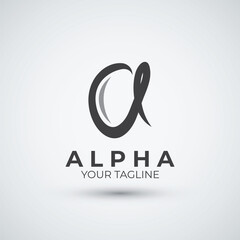 alpha letter a logo icon flat design template