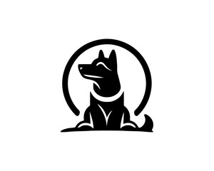 Dog Logo design template. Vector illustration. Simple silhouette. Black dog logo