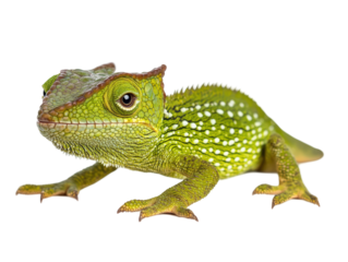 Isolated Close-Up of a Green Cameroon Sailfin Chameleon