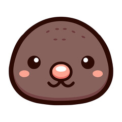 cute mole head cartoon character wild animal flat color vector illustration template design