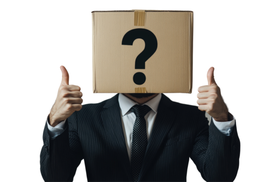 Isolated Anonymous Business Man with Box Head and Thumbs Up - Powered by Adobe