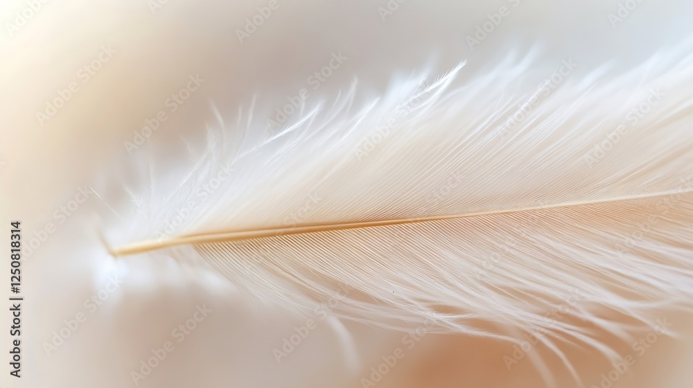 Aufkleber Delicate soft white feather on a neutral background conveying purity and elegance for nature lovers : Generative AI