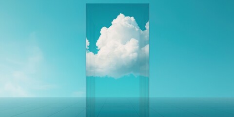 Serene reflection of clouds over tranquil water digital artwork minimalist viewpoint