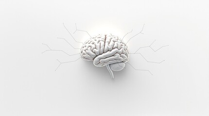 Simplified medical model of a human brain and spinal cord, presented on a clean white background. Perfect for medical advertising and health-related educational visuals