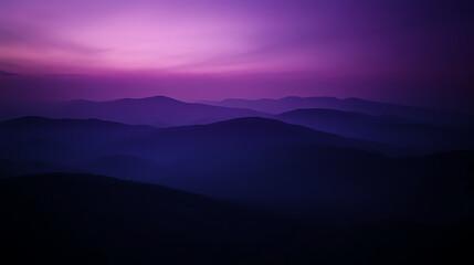 A stunning twilight landscape featuring rolling hills bathed in shades of purple and blue, creating a serene and calming atmosphere perfect for relaxation or contemplation.