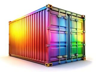 Isolated Cargo Container in Striking Vivid Colors