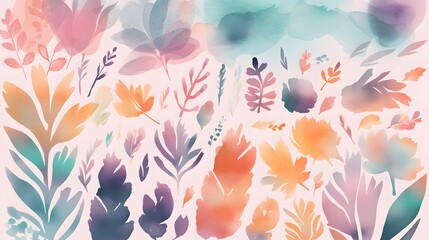Colorful abstract floral pattern, vibrant hues of pink, orange, and teal, perfect for nature-themed designs or backgrounds.