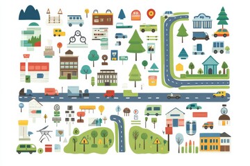 Road Map With Navigation Icons, 