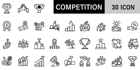 Minimalist Competition Icon Pack | 30 Outline Vector Icons, Editable stroke. 