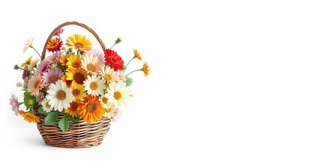 Nostalgic Floral Tapestry: Vintage Basket Arrangement on Canvas