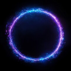 Obraz premium Magic circle, blue-purple, round, sense of light, style, style, black background,