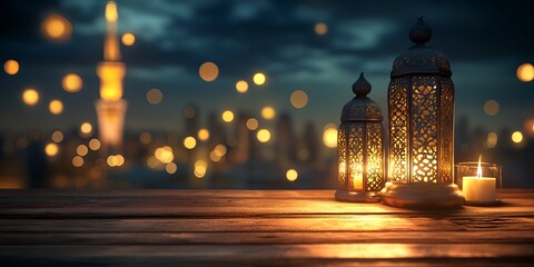Ramadan background, in the color black, with ample copy space for text and graphics, 