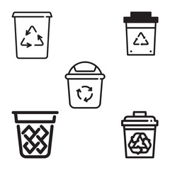 trash, recycle, recycling, bin, plastic, basket vector design icon symbol set 