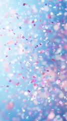 Pastel Confetti Falling On A Light Blue Background