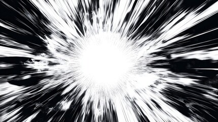 Abstract Black and White Graphic Art with Dynamic Lines and Explosions
