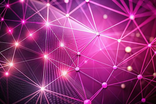 Pink geometric abstract background with modern lines and dots. - Powered by Adobe