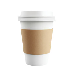 Isolated White Paper Coffee Cup with Cardboard Sleeve