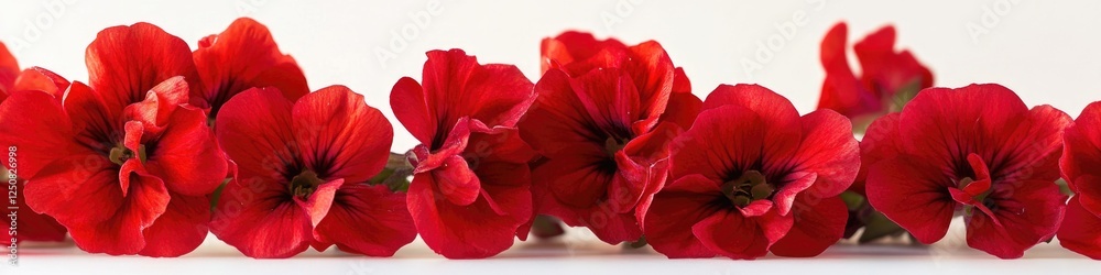 Poster a group of red flowers on a clean and simple white surface, ideal for backgrounds or decorative elem