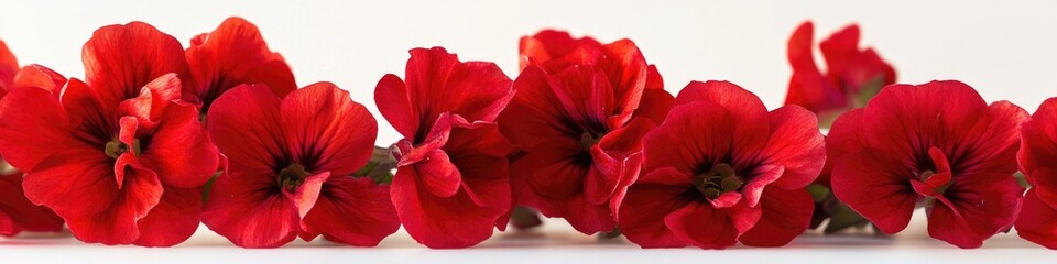 A group of red flowers on a clean and simple white surface, ideal for backgrounds or decorative elements