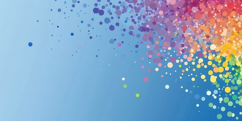 Colorful Circle Confetti Falling on Blue Background