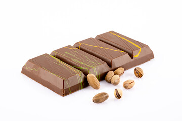 Chocolate bar filled with pistachio kunafa. Dubai chocolate