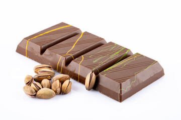 Chocolate bar filled with pistachio kunafa. Dubai chocolate
