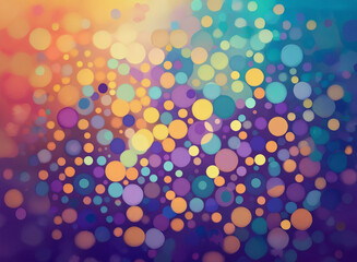 Abstract background with a vibrant display of colorful circles in various sizes and shades, creating a bokeh effect.  The arrangement evokes a playful and dynamic feel.